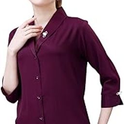 Women's Shirt for Casual Wear | Shawl Collar | 3/4 Sleeve | Regular Fit | Button Closure | Shirt Crafted with Comfort Fit for Everyday Wear Option-image-16