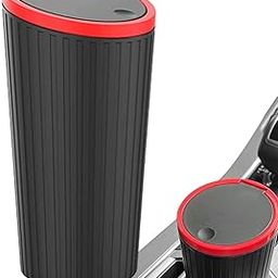 Jukkre 1pc Car Trash Can, Press-type Sundries Storage, Garbage Can, Mini Box, Car Small Storage Bucket 1Pc Round Car Trash Can With Lid - Waterproof, Fits Cup Holders & Armrests-9