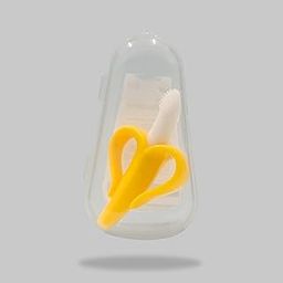 Rachna Infant Soft Bristle Safe Teething Gum Massager Flexible Silicone Banana Teether Manual Toothbrush For Babies With Hygienic Protective Case-8018-Yellow, 1 Piece-31