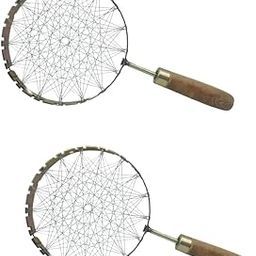 ASHMEN Mini Gas Grill Long Handle | Bbq Channi Jali Barbeque Grill Set Tandoor With Wooden Handle Baigan Bharta Made In India (Pack of 2)-image-11