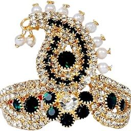R.K Store Laddu Gopal Mukut | Fancy Crown for Bal Gopal Idol | Handmade Decorative Mukut with Stones, Pearls & Beads | Traditional Krishna Ji Mukut for Janmashtami, Pooja & Gifting (Green, Size 2)-image-87