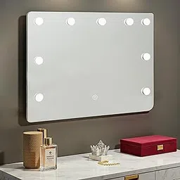 Art Street Rectangular Vanity Mirror with Lights Wall Mounted for Makeup | Unframed Mirror Modern Design for Dressing Room, Makeup, Dressing Room and Home Decor (50x70 CM)-picture-3