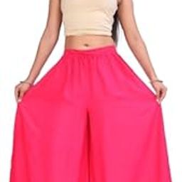 Women's Palazzo Pant, Flared Rayon Palazzo Wide Leg Solid Color, Elasticated Waist Loose-fit & Regular, Casual Wear, Women's Relaxed Fit Rayon Palazzo-picture-26
