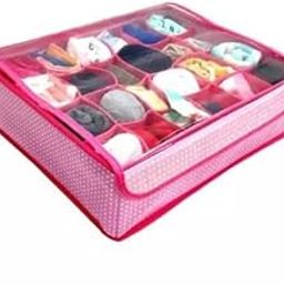 Nicasa Foldable Closet Wardrobe Organizer Storage Box with 24 Columns - Perfect for Undergarments, Bras, Socks, Ties, Scarves, and Accessories | Space-Saving Drawer Organizer (Pink)-image-75