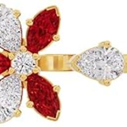925 Sterling Silver 18K Gold and Rose Gold Plated Lush Petal Halo Ring | Gift for Women and Girls | With Certificate of Authenticity and 925 Stamp-image-5