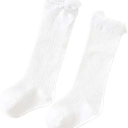 Cotton Blend Girls White Patterned Calf Length Socks-image-32