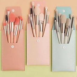 REWOF Micro Market 8PCS Makeup Brush Set with Pouch – Multicolour Soft Bristles Cosmetic Brushes for Face, Eyes & Lips – Portable, Travel-Friendly Beauty Tool Kit for Women & Girls (Pink)-13