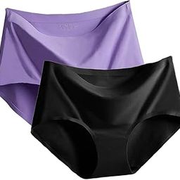 Women's/Girl's Ice Silk Seamless Mid Rise No Show Laser Cut Invisible Pants Smooth Stretch Women Hipster Pants for Women Daily Use(Multicolor)-picture-8