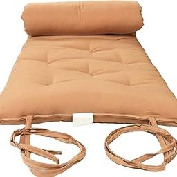 INDIAN DECOR 80367 Futon Furniture Queen Size Black Cotton/Foam/Polyester Traditional Japanese Floor Rolling Futon Mattresses, Yoga Meditation Mats, Beds 3 x 45 x 80 - Beige-image-26