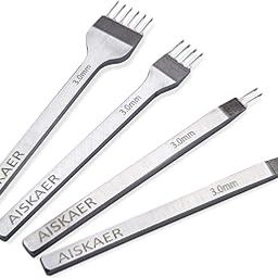 White Steel 3mm 1/2/4/6 Prong DIY Diamond Lacing Stitching Chisel Set Leather Craft Kits-67