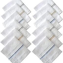 CHAMBYAL'S Ultra-Large Colour Striped Men’s Handkerchief - XXL King Size Luxury White Colour Size (45 x 45 CM) Pack of 12-picture-10