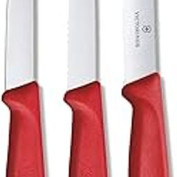Victorinox Swiss Made Stainless Steel Swiss Classic Kitchen Knife (Set of 3) Serrated and Straight Edge Knives for Professional and Household Kitchen, Kitchen Tools, Red, 6.7111.3-image-21