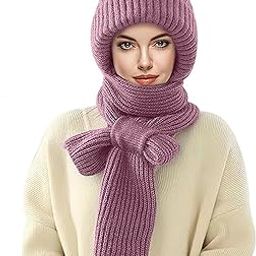 Winter Cap for Women Stylish with Integrated Ear Protection Windproof Cap Scarf Mufflers | 2 in 1 Winter Warm Conjoined Ear Protection Knitted Woolen Cap Hat for Girls and Women (Multicolour)-picture-12