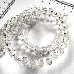 GoSetGet! 8mm Rondelle/Tire (400 Pcs) White/Diamond Crystal Macrame Plastic Beads for Arts, Crafts & Decoratives-High Sparkle Cutting Crystal Beads for Macrame, Jhula, Torana, Jhumar (White/Clear)-image-54