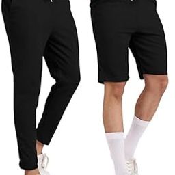 Men's Polyester Shorts & Pants | Shorts & Pants for Mens | Black Sports Shorts and Pants| Combo Black Shorts and Black Pant for Mens-image-70