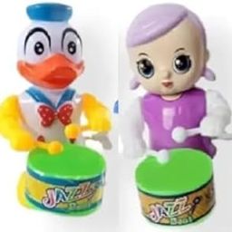 SHRISA Creation 2-in-1 Wind-Up Musical Toy Set – Duck & Girl Drummer Combo | No Battery Animal Drumming Toys for Kids & Toddlers-image-1
