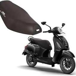 KSHEERI Bajaj Chetak 3201 Scooter Seat Cover Protect from Rust and Dust, PU Leather Waterproof Durable Seat Cover (Black)-image-2
