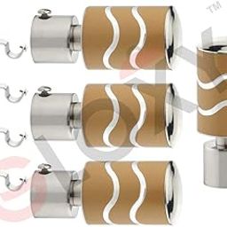 GLOXY Stainless Steel Brackets Parda Holder with Support 1 Inch Curtains Rod Pocket Finials Designer Door and Window Curtain Holders and Rod Support Fittings (Yellow 2 Pair Set)-image-13