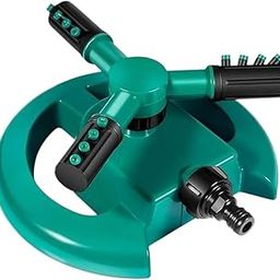 classic-hub Garden Sprinkler,3 Nozzles Lawn Sprinklers for Yard, 360Automatic Rotating Water Sprinkler System, Green and Black-picture-12