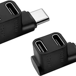 Tobo USB C Splitter Adapter, C Type to 2 USB 3.1 USB C PD100W Charging Connector,Support Data/VideoTransfer, 90 Degree Type C Male to Dual Type -C Female Adapter for Steam,Phone,Laptop TD-1110TC-17