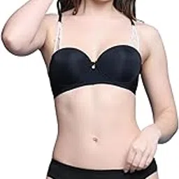 quttos PrettyCat Lightly Padded Underwired Sexy Balconette Bra Panty Set with Pearls Strap-picture-8
