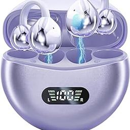 Ear Clip Earbuds Mini Open Ear Headphones Wireless Bluetooth Earphones for Sport Workout Driving Walking Running Compatible with iPhone Android (Purple)-11