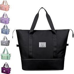 Travel Bags for Luggage Duffle Bags for Travel Large Capacity Travel Bag for Women and Men Lightweight Waterproof Expandable Duffle Bag Luggage Bags for Travelling - 41x22x40 cm (Black)-image-66