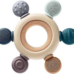 Baby Teething Toys for 0-6 6-12 Months, BPA Free Baby Teether Sensory Toys for Babies 0 3 6 9 12 18 Months, Newborn Infant Toys Gifts for 1 One Year Old Baby Boys Girls (Ring Wooden)-15