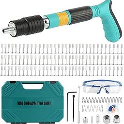 Concrete Nail Gun Kit with 100pcs Nails,5 Speed Adjustable Manual Steel Nail Gun, Wall Fastening Power Tool, Portable Nail Shooting Machine, Wall Anchor Wire Slotting Device Household Decoration-26