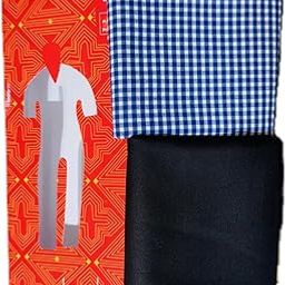 Trouser Shirt Fabric Combo Box (Unstitched, All Weather Fabric) (BLUE TWO CHECK SHIRT +BLACK PANT)-image-81