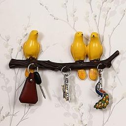 eCraftIndia 3 Yellow Birds Sitting on Tree Branch Decorative Key Holder-picture-31