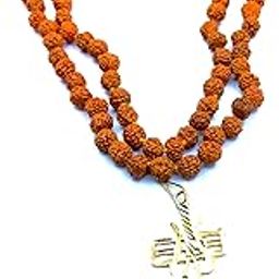 Shiv Mahadev Om Trishul Rudraksha Pendant with Rudraksha Mala 108 Beads Original for Men and Women-3