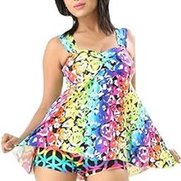 Elegant and Fabulous Swim Sexy Multi Color Two Piece Skirted Tankini-Beach Wear. Multicolour-image-73