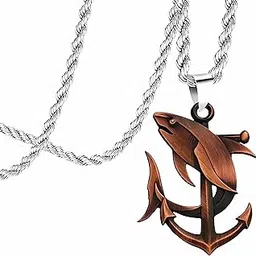 m men style Ship Anchor Dolphin Fish Pendant For Men Women Stylish And Fashionable Ship Anchor Metal Locket For Good Health And Wealth SPn202409-picture-34