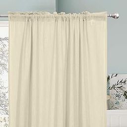 THE LINEN COMPANY Cotton Linen Solid Sheer Rod Pocket Window Curtain, 4 Feet, Natural, 1 Piece-image-63