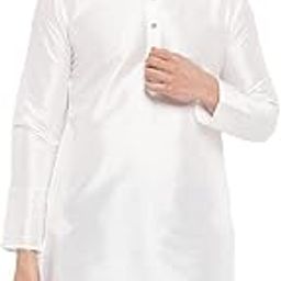 Men's White Silk Blend Kurta-image-59