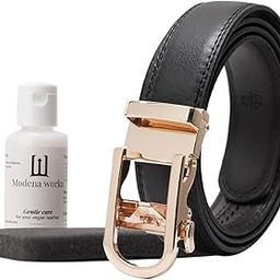 Men's Vegan Leather Belt | FREE Vegan Leather Revival Kit | U-Bend Gold (Black)-image-1