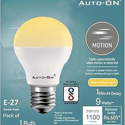 Auto-ON Motion Sensor LED Bulb E27 Screw Type (9W) (Automatic ON/OFF) (Works both during Day/Night) (Only Motion Sensing) (One Year Warranty) - (Yellow,Pack of 1)-image-9