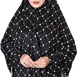Dil Pattern Instant Hijab Scarf, Black with White Print, Ready to Wear Islamic Headscarf-40