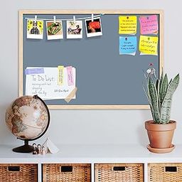 ArtzFolio Greys Family Light Slate Gray Colour | Bulletin Board Notice Pin Board | Vision Soft Board Combo with Thumb Push Pins & Sticky Notes | Natural Brown Frame | 18 x 12 inch (46 x 30 cms)-26