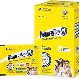 Wonderpro Probiotics Supplement 5 Billion CFU (Pack of 1), Gut Health Supplements with Probiotic | Good for Digestion, Reduce Bloating l No Gluten & No lactose | Sugarfree 30 Sachet (1gm Each Sachet)-10