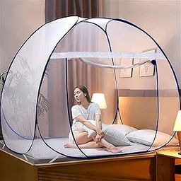 BRIGATTES Mosquito Net for Double Bed King Size Foldable,Foldable Child Mosquitoes with Adults Maskito of 6 Saviours Mosquito-Net Strong and Durable Tent, Machhardani (White)-32