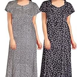 Women's Cotton Nightwear Maternity Maxi Gown (Pack of 2 Pcs,) Grey-picture-25