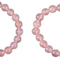 Natural Rose Quartz Crystal Beaded Stretch Bracelets, 8mm Beads, Set of 2, Pink-picture-10