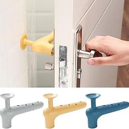 SNOWIE Soft 3Pcs Safety Door Stopper for Home Door Handle Cover Wall Protector Door Bumpers Color Silicone Anti-Collision Door Stopper Rubber Kids Safety Protective Door Handle Protector,Assorted-image-19