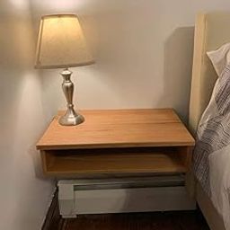 OGESTA Solid sheesham Wood Floating Nightstand/Floating Walnut Bedside Table/Mid-Century/Scandinavian/Natural (Natural Teak)-4