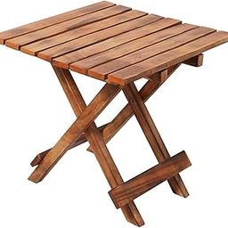 Unique Arts Wooden Natural Brown Foldable Coffee Table, Adjustable Side Table, Living Room, Bedroom End Table (Brown)-image-19
