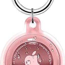 Foweroty IPX8 Waterproof Airtag Holder, Apple Airtags with Keychain, Air Tag Case for Luggage, Dog Collar, Keys, Anti-Scratch Full Body Protective Air Tags Holder,Clear Pink-18