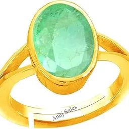 anuj sales 14.25 Ratti / 13.00 Carat Certified Natural Emerald Panna Panchdhatu Adjustable Rashi Ratan Gold Plating Ring for Astrological Purpose Men & Women by Lab Certifeid-picture-2