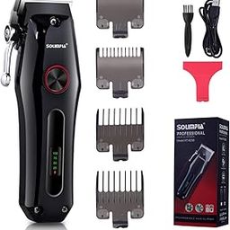 SOLIMPIA HT-6038 Professional Digital Display Cordless Hair Clipper with Dual Motor Electric Hair Cutter Kit Wireless Hair Grooming Trimmers Set, Li-ion Battery 1200mAh 180 minutes Runtime, Red-image-87